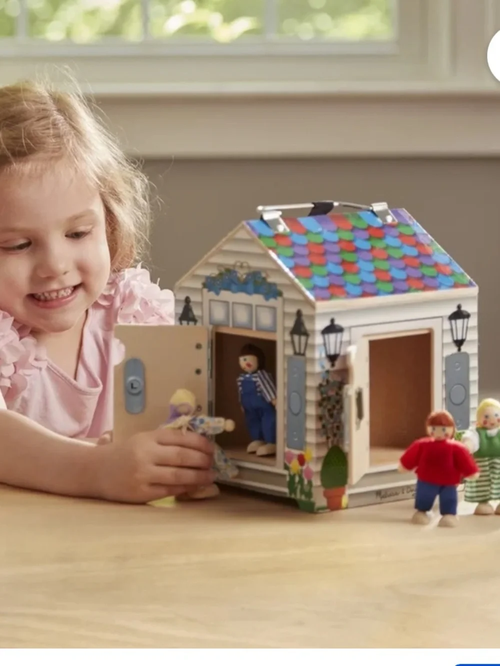 Melissa & Doug Colorful Roof Wooden Doll House Lock Box.